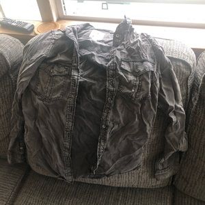 Charcoal black boyfriend fit solid color flannel